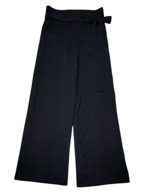 PAPER LABEL NWT Sue Belted Black Wide-Leg Trouser Pants Womens medium